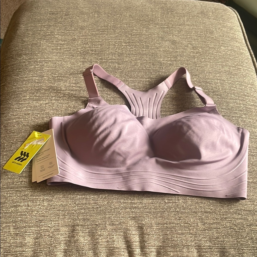 Purple Wireless Sports Bra with Wide Straps